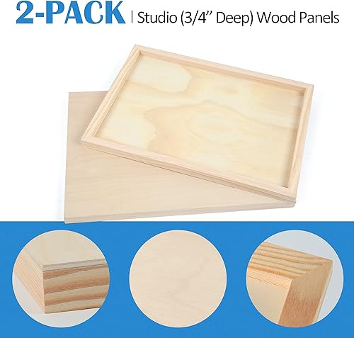 Miniatura 5 de Falling in Art Kit de paneles de madera de abedul sin terminar, paquete de 2 tablas de cuna de estudio de 34 pulgadas de profundidad de 12 x 16