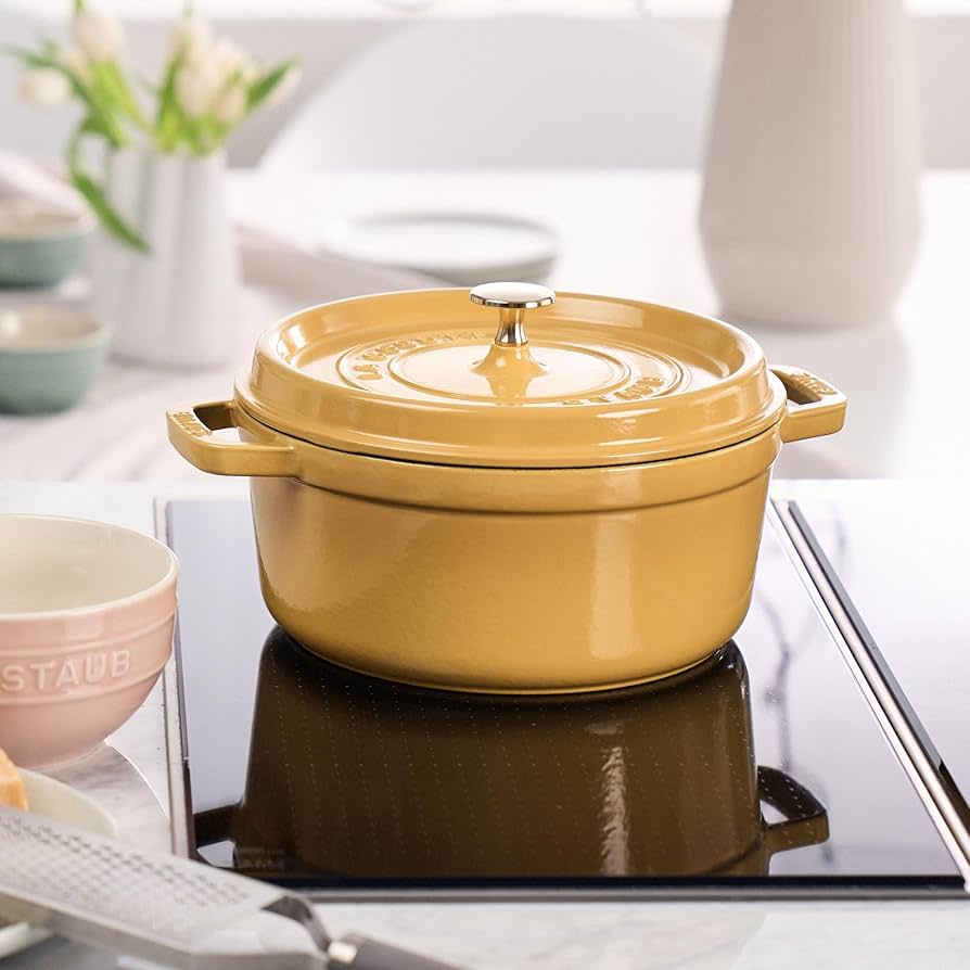 Amazon.com: Staub Cast Iron 4-qt Round Dutch Oven - Citron