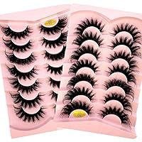 Vista 1 de HBZGTLAD 7 pares de pestañas de media pestaña segmentadas manga 3D, pestañas de aspecto natural, pestañas de visón esponjosas, paquete de pestañas