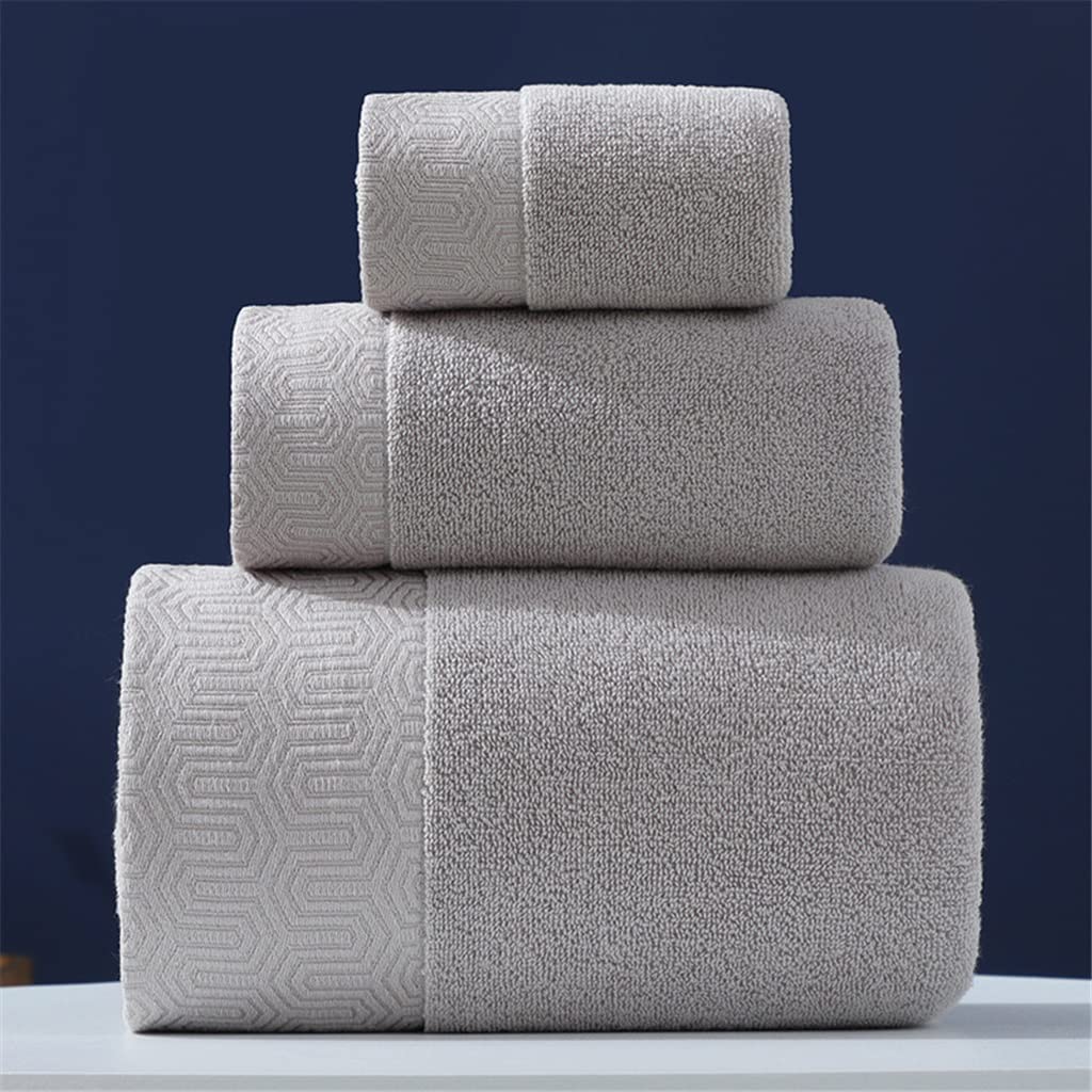 Solid Color Bath Towel Set 1 Large Bath Towels 1 Hand Towels 1 Face Towels Soft Absorbent Bathroom