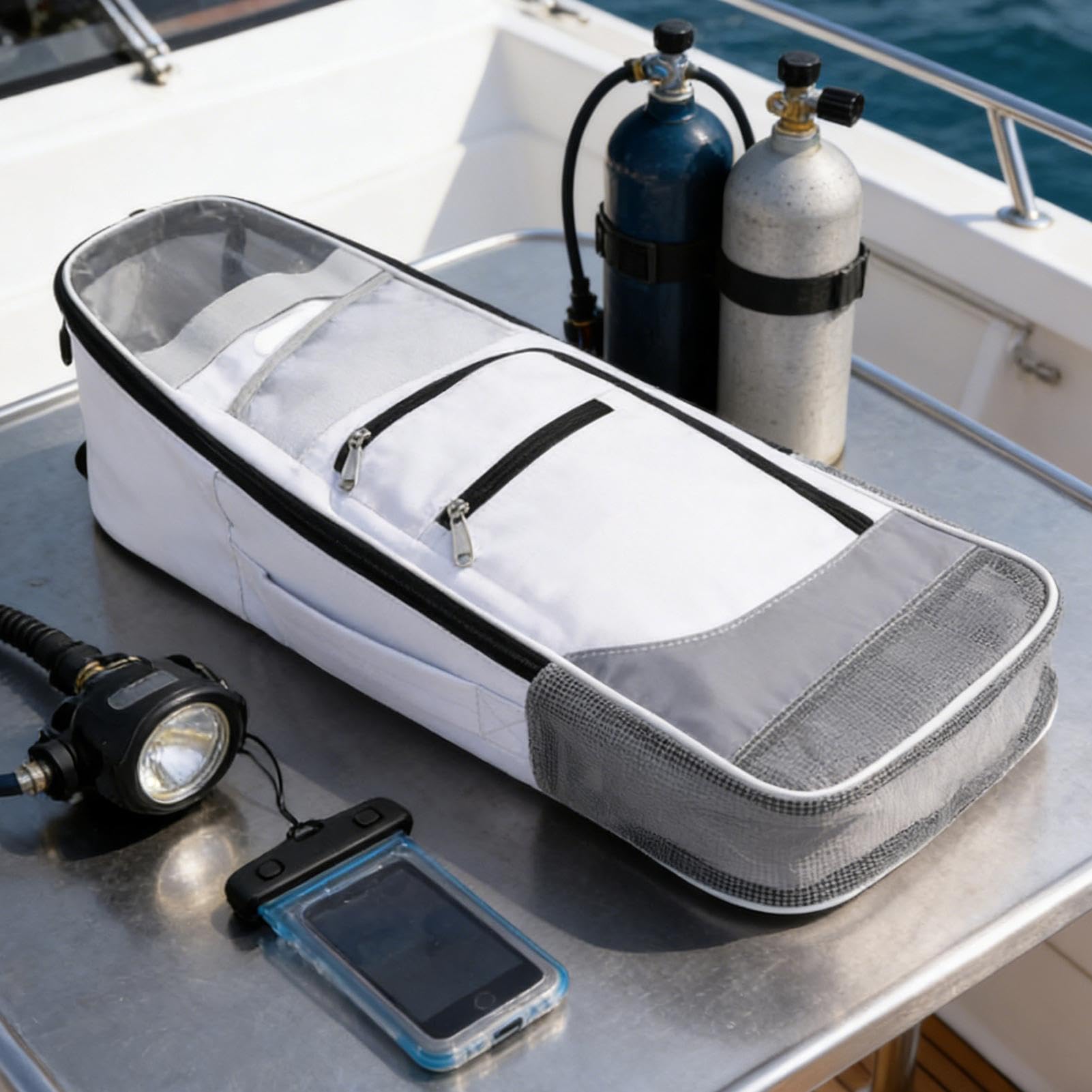 Generisch Zaino subacqueo, grande, leggero, regolabile con tasca, zaino in rete, per subacquei adulti, principianti, ambulatori, snorkeling, immersioni