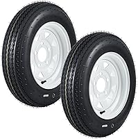 GarveeTech 4.80-12 Trailer Tires & Wheels Set of 2, Heavy-Duty Load Range C 6PR, 5-Lug White Spoke 12" Assembly for Utility Boat Camper Trailers