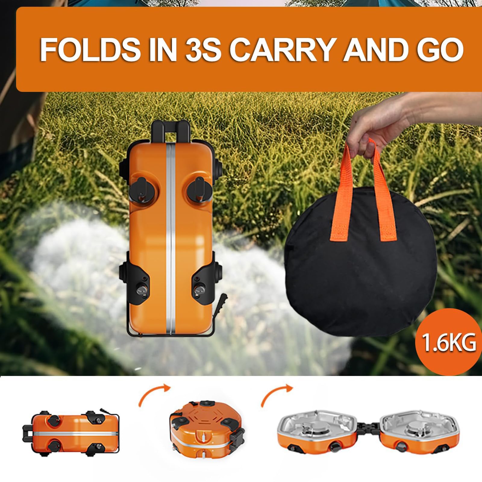 Réchaud de camping portable, 17 000 BTU avec 2 brûleurs réglables et allumage piézoélectrique, idéal pour la cuisine, la randonnée, le camping, le trekking, le pique-nique