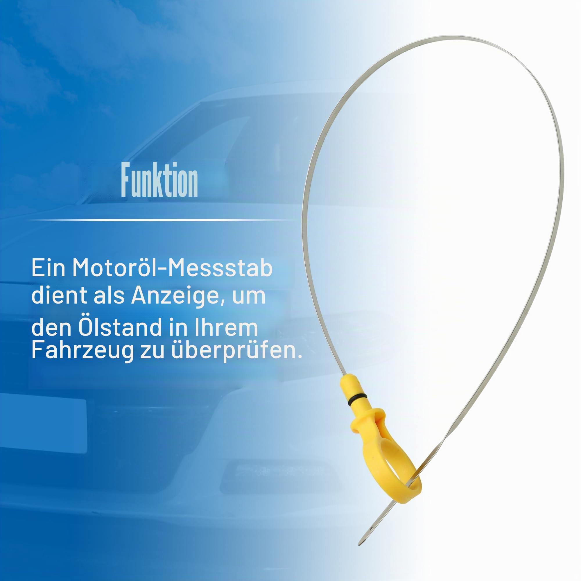 QUARKZMAN Motor Ölstand Anzeige Für Ford Focus 13-18 1 Stück | Metall Kunststoff, Gelb Silberton, Größe 59.5x3.4cm, OE CJ5E-6750-AB, Motorölstandsmessung