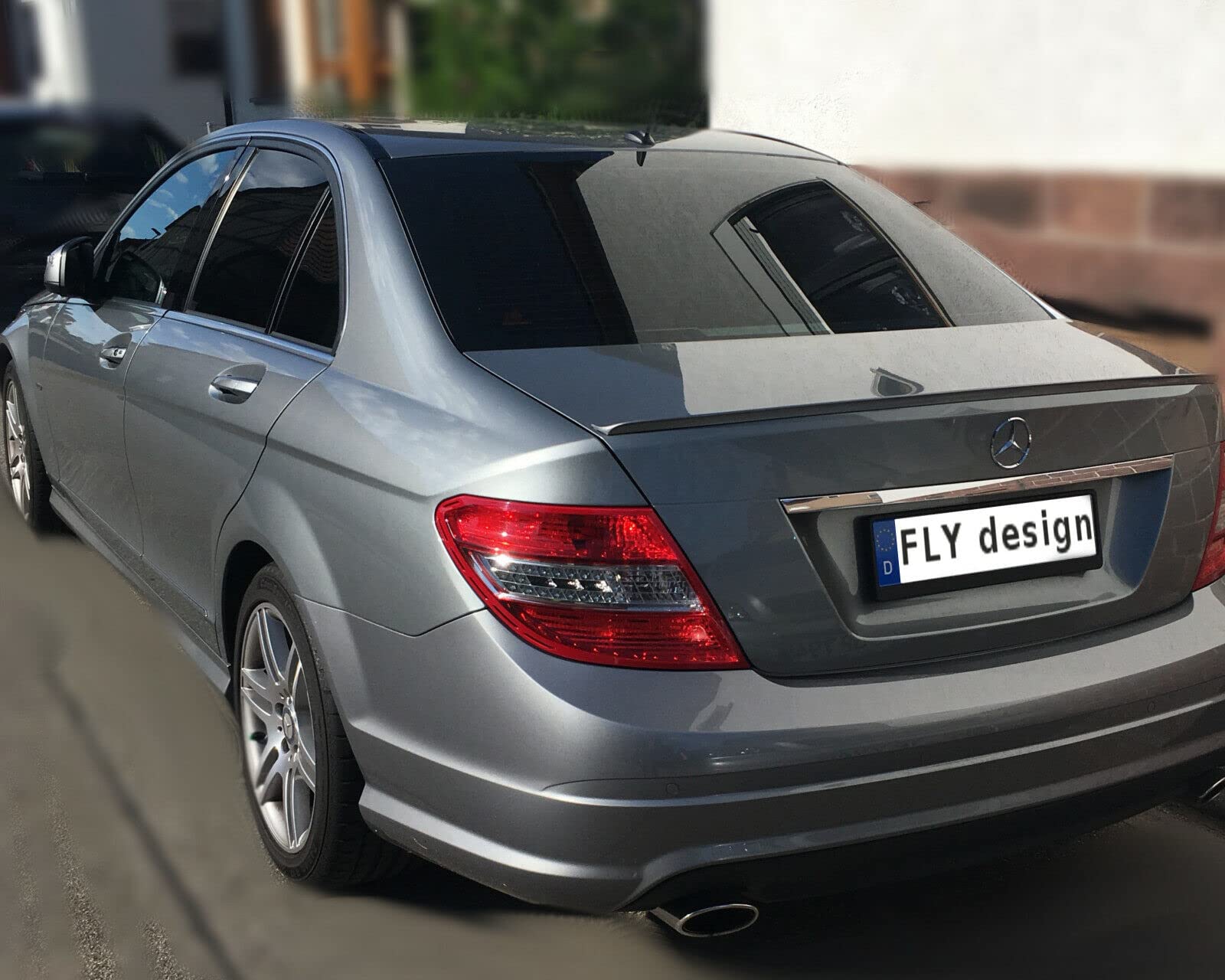 FLY DESIGN Heckspoiler, Hecklippe, Spoilerlippe passend für Mercedes C C-Klasse W204 Limousine, Bj. 2007 bis 2015, flexibel, leicht, waschanlagenfest, Farbe: (Smaragdschwarz Met. (CC 189))