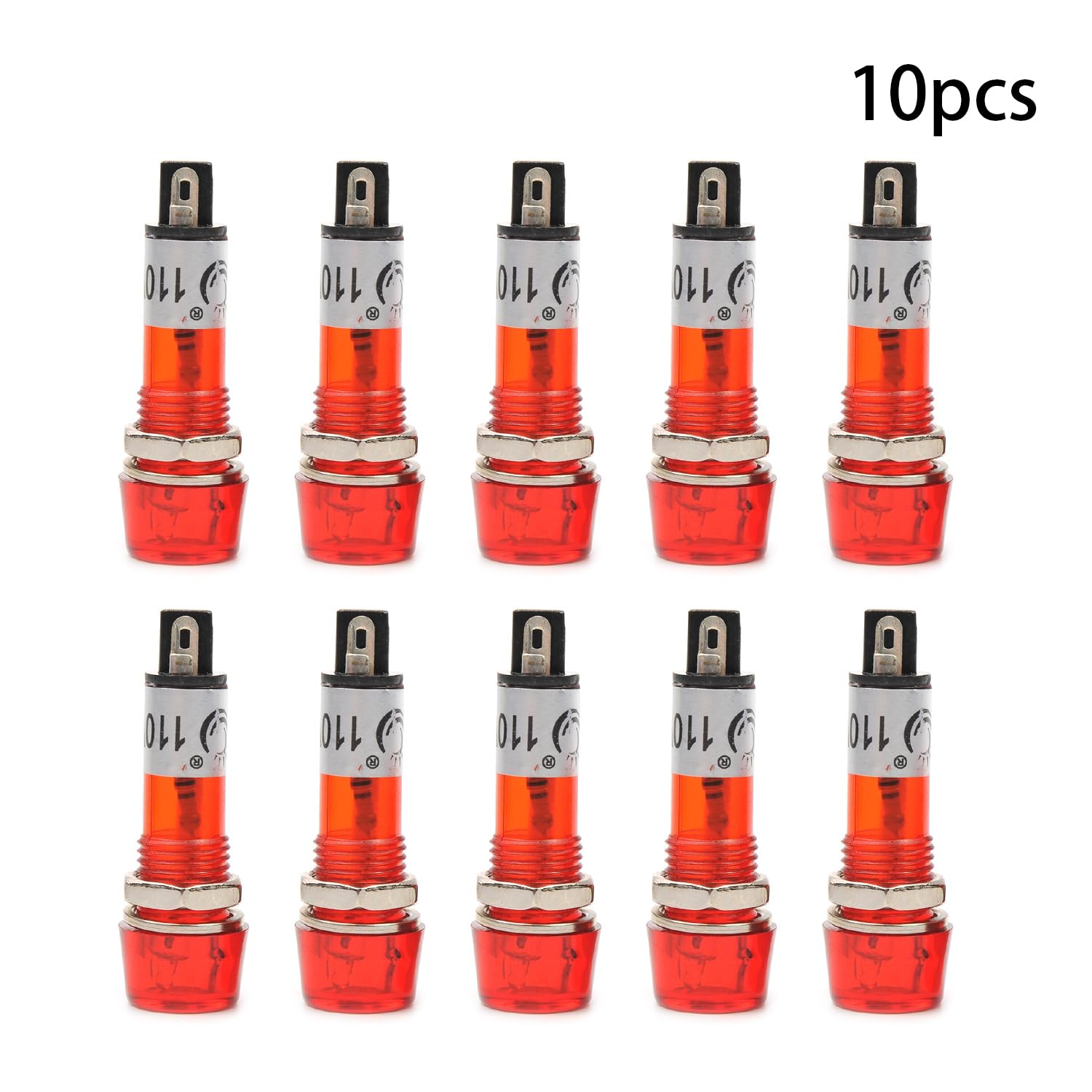 Othmro 100pcs Neon Signal Indicator Lights - Red Panel Mount Dash LEDs, DC 220V - View #7