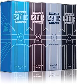 – Essentials Quad Pack for Him – 4 x 50ml Mens Aftershave Gift Set (No1, No3, No9, No10) – Long-Lasting Eau de Parfum with Fresh, Masculine Notes – Luxury Perfume for Men – Made in England