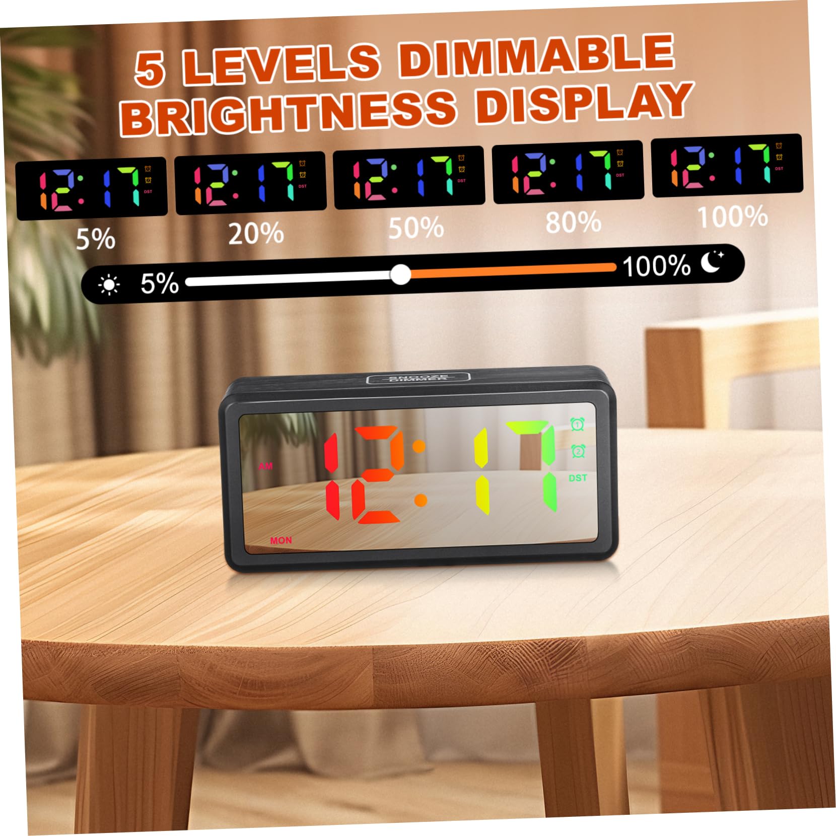 ERINGOGO Orologio Digitale in Legno Con Illuminazione Rgb Sveglia Con Display Led Regolazione Manual Legale Per Decorazione Del Comodino Della Camera Da Letto Ufficio