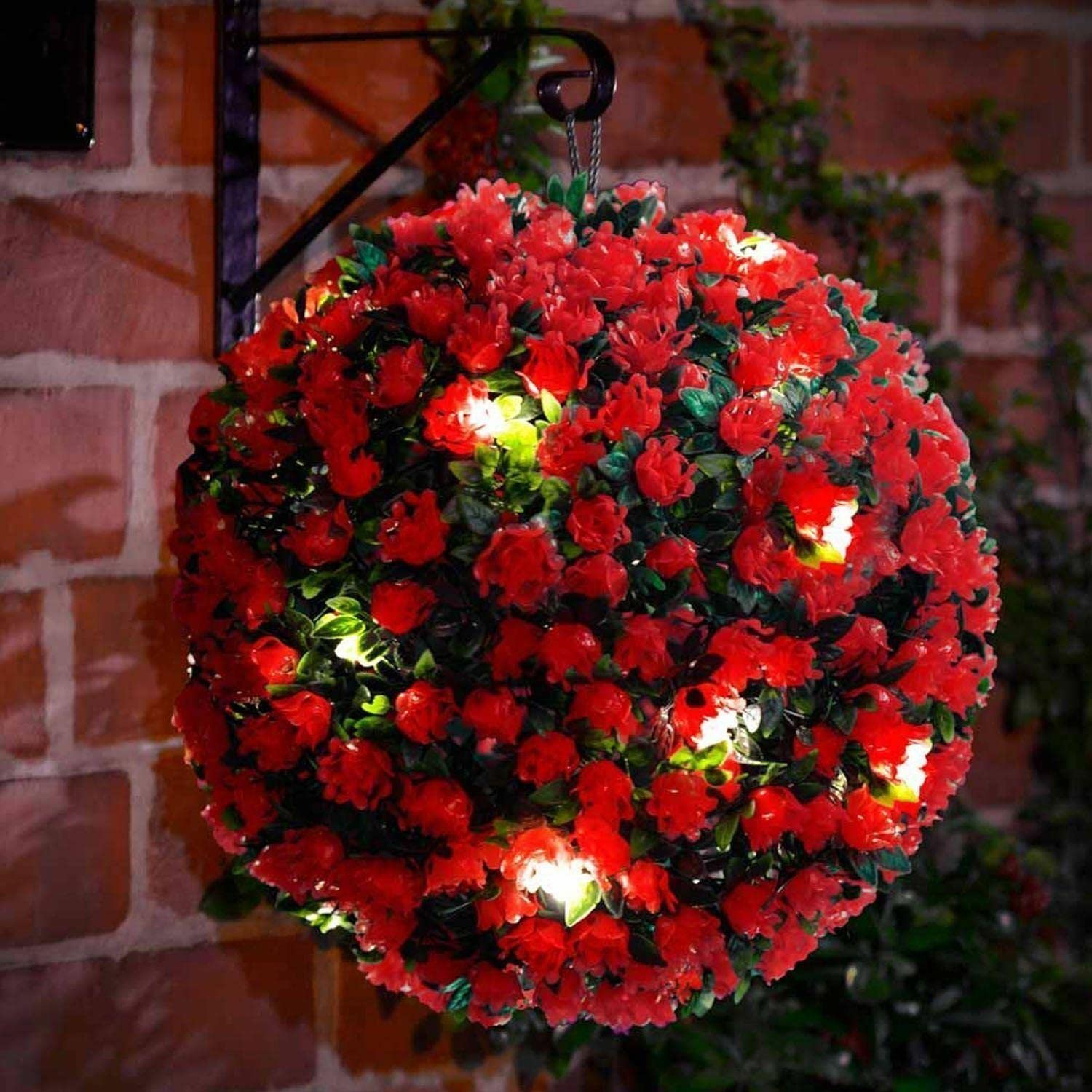 Mantraraj 28Cm Solar Powered Topiary Ball 20 Led Flower Lights Dual Function Garden Sphere Great For Outdoor Decorations(Red) from B&Q