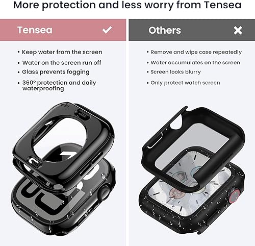 Vista 54 de Tensea - Funda protectora de pantalla impermeable para Apple Watch (2 en 1) para Apple Watch Serie SE 7, 5, 4, accesorios de 45 mm, iWatch protector