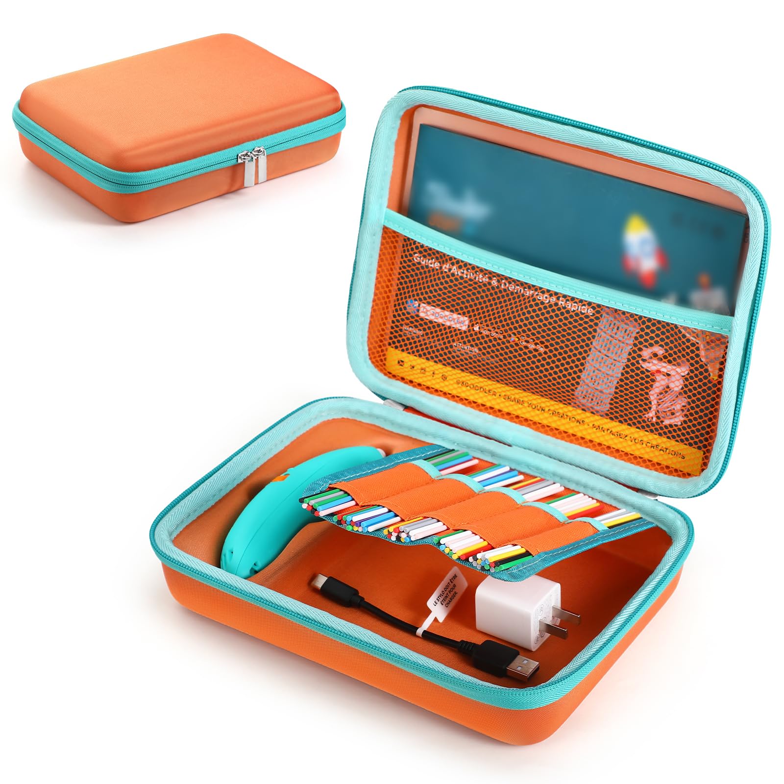 Hard Case Compatible with 3Doodler Start+ Essentials (2023) for 3D Pen Set for Kids, Art Activity Set Carrier Case for Printing Filament Refill and USB Charger,Orange(Box Only)
