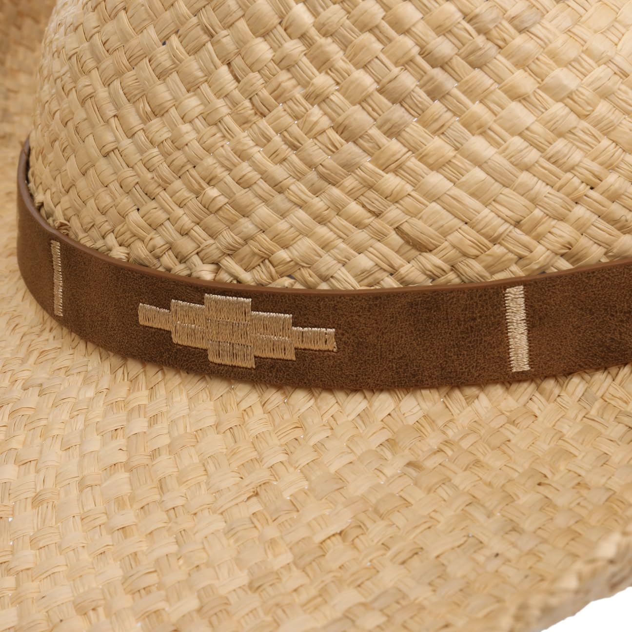 Stetson Chestercole Cappello Western di Paglia Rafia Fascia in Pelle Uomo Primavera Estate