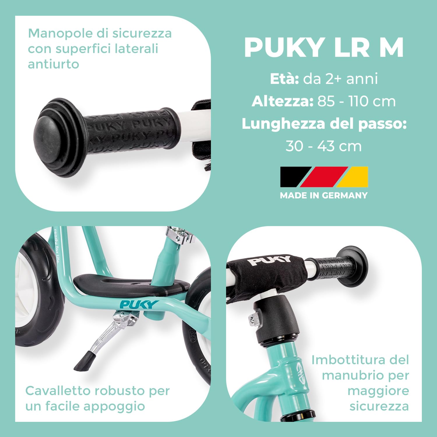 PUKY LR M Aqua Green | Monopattino per bambini a partire dai 2 anni | Balance Bike