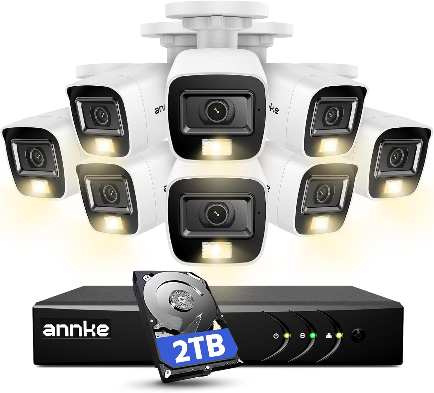 ANNKE 8CH 3K Security Camera System with Audio/Mic, 8 Channel Surveillance AI DVR and 8X 5MP 2960 * 1665 CCTV Cams with Dual Light, Human/Vehicle Detection, IP67, Color Night Vision, 2TB Hard Drive
