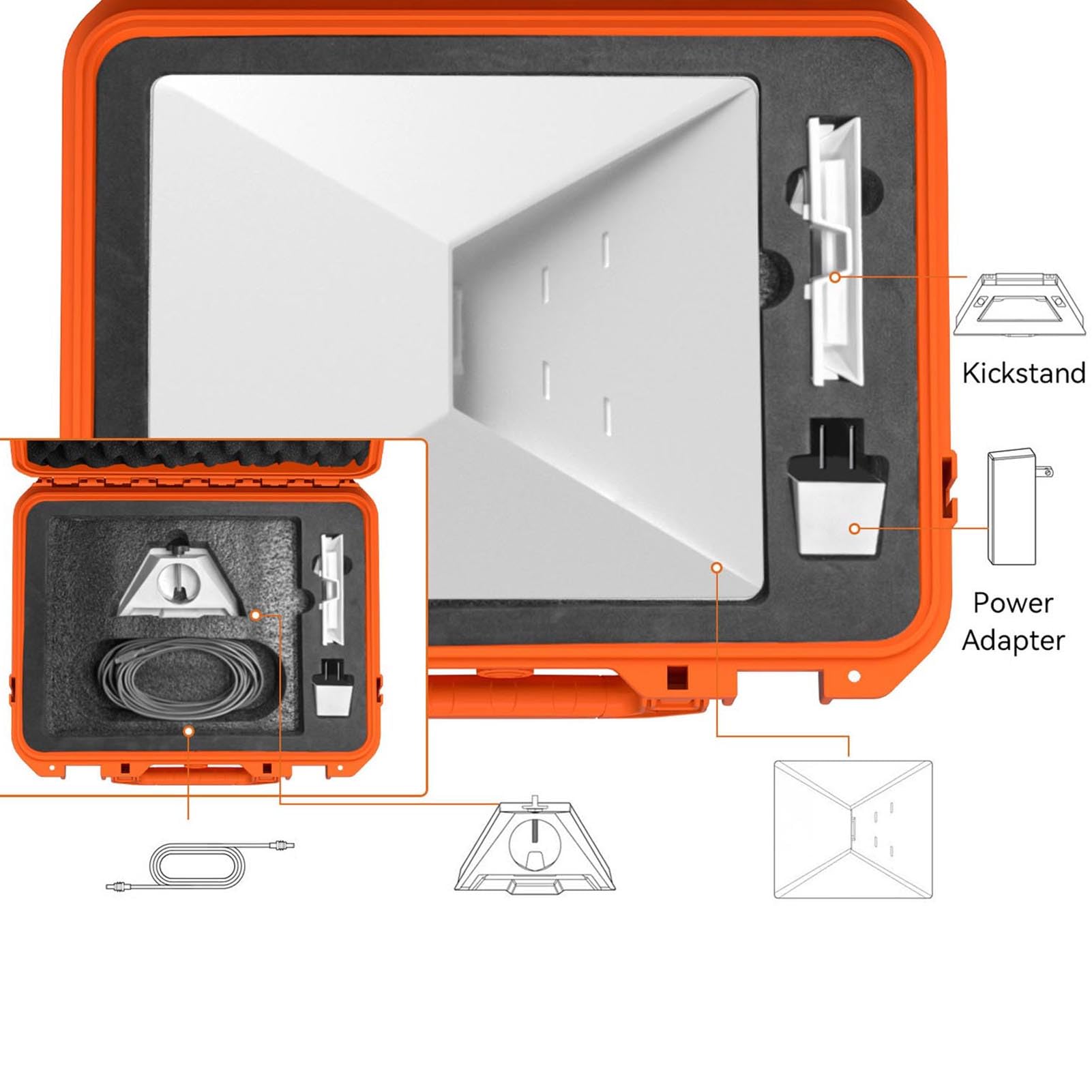 s Mini Case, caja de almacenamiento duro a prueba de agua IP67 con espuma personalizada para s Mini Antenna y accesorios de transporte de protección portátil naranja con bloqueo