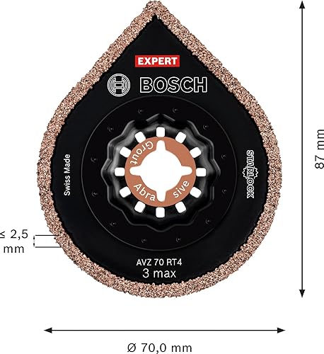 Miniatura 3 de Bosch 1 x Expert 3 max AVZ 70 RT4 placas de lechada (para mortero, mortero, Ø 2.756 in, accesorio profesional multiherramienta)