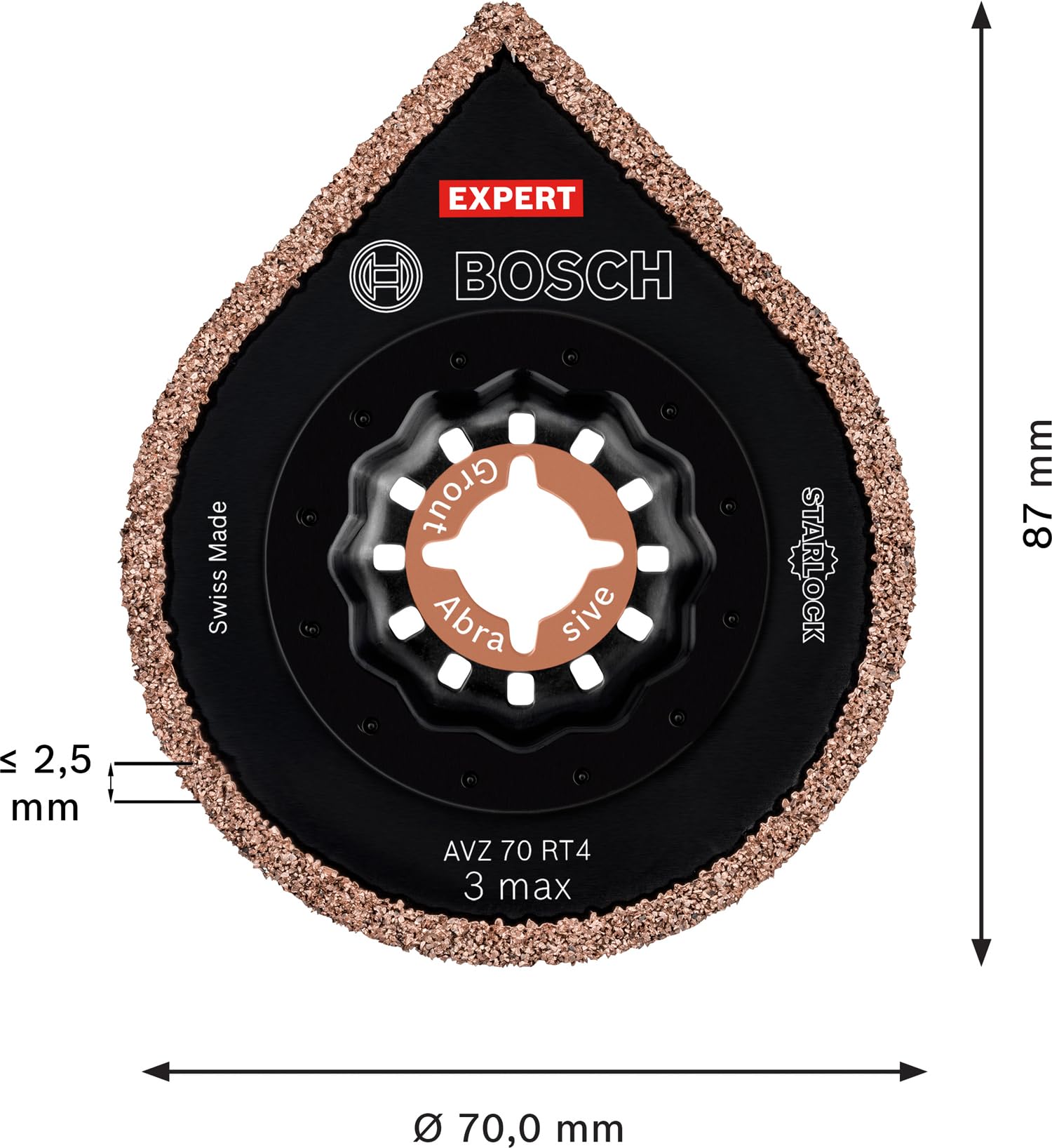 Bosch Professional 1x Placas de multiherramienta para fresado Expert 3 max AVZ 70 RT4 (para Mortero, Ø 70 mm, accesorios Multiherramienta)