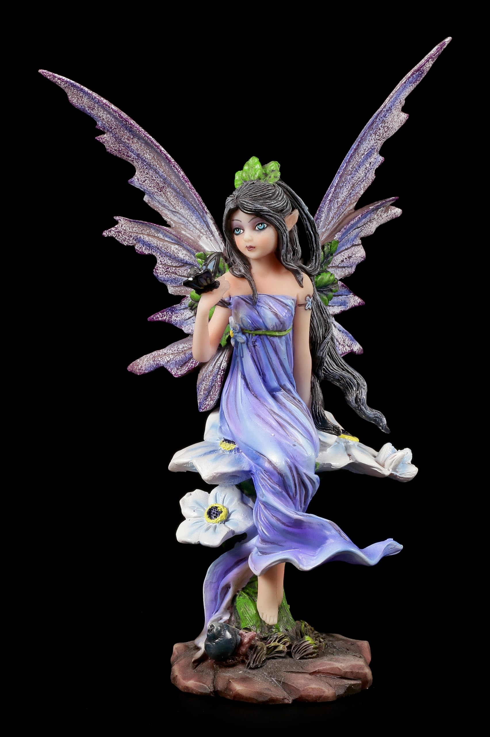 Frühlings Elfen Figur mit Schmetterling - Feen Fantasy Elfenfigur Deko Flügel