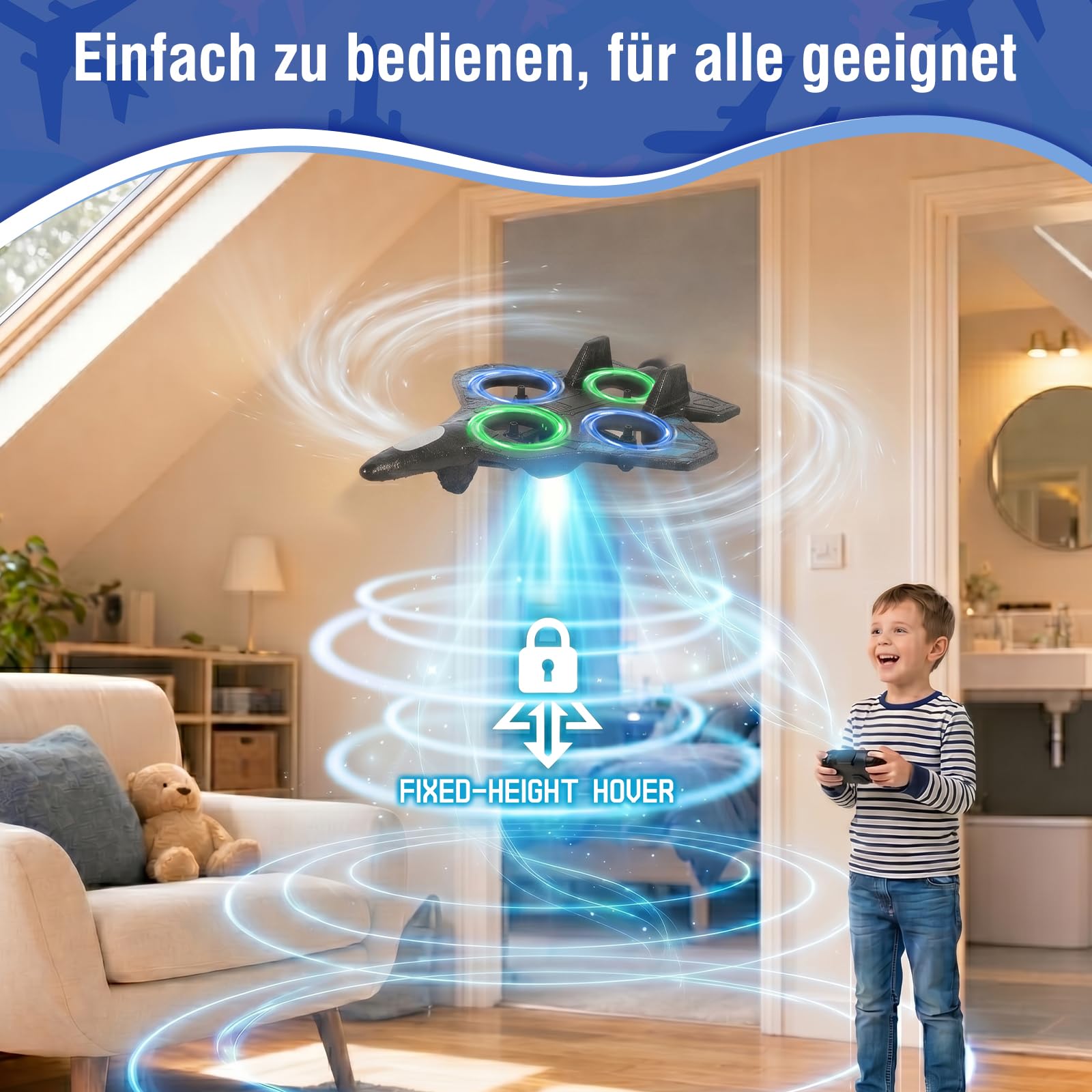Mini Drohne für Kinder,RC Flugzeug Spielzeug Quadrocopter Drone für Kinder und Anfänger mit 2 Akkus,Ein-Knopf Start/Landung,360°-Flips,Geschenk für Jungen Mädchen