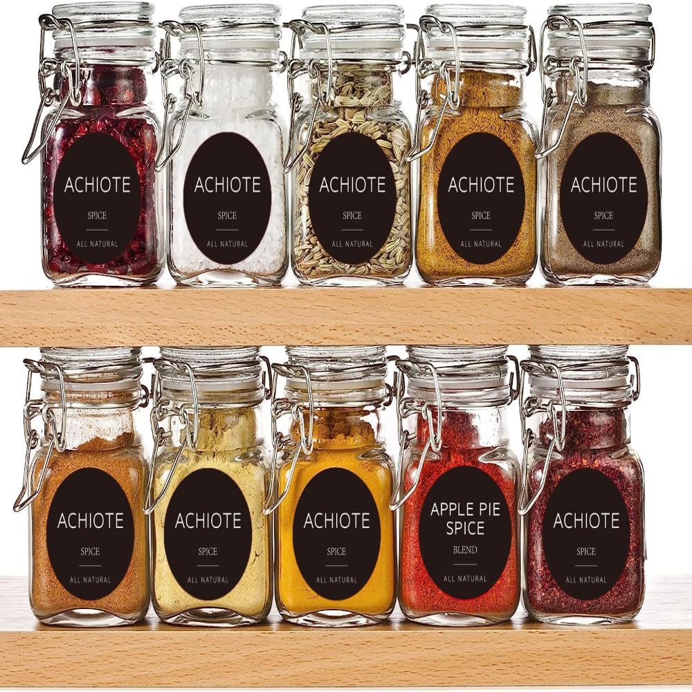 couponhub Set of 180 Printed Spice Jars Labels Stickers,Kitchen Storage Glass Bottle Circular Classification Seasoning Bottle Adhesive Sticker,Round Spices Label 1.38