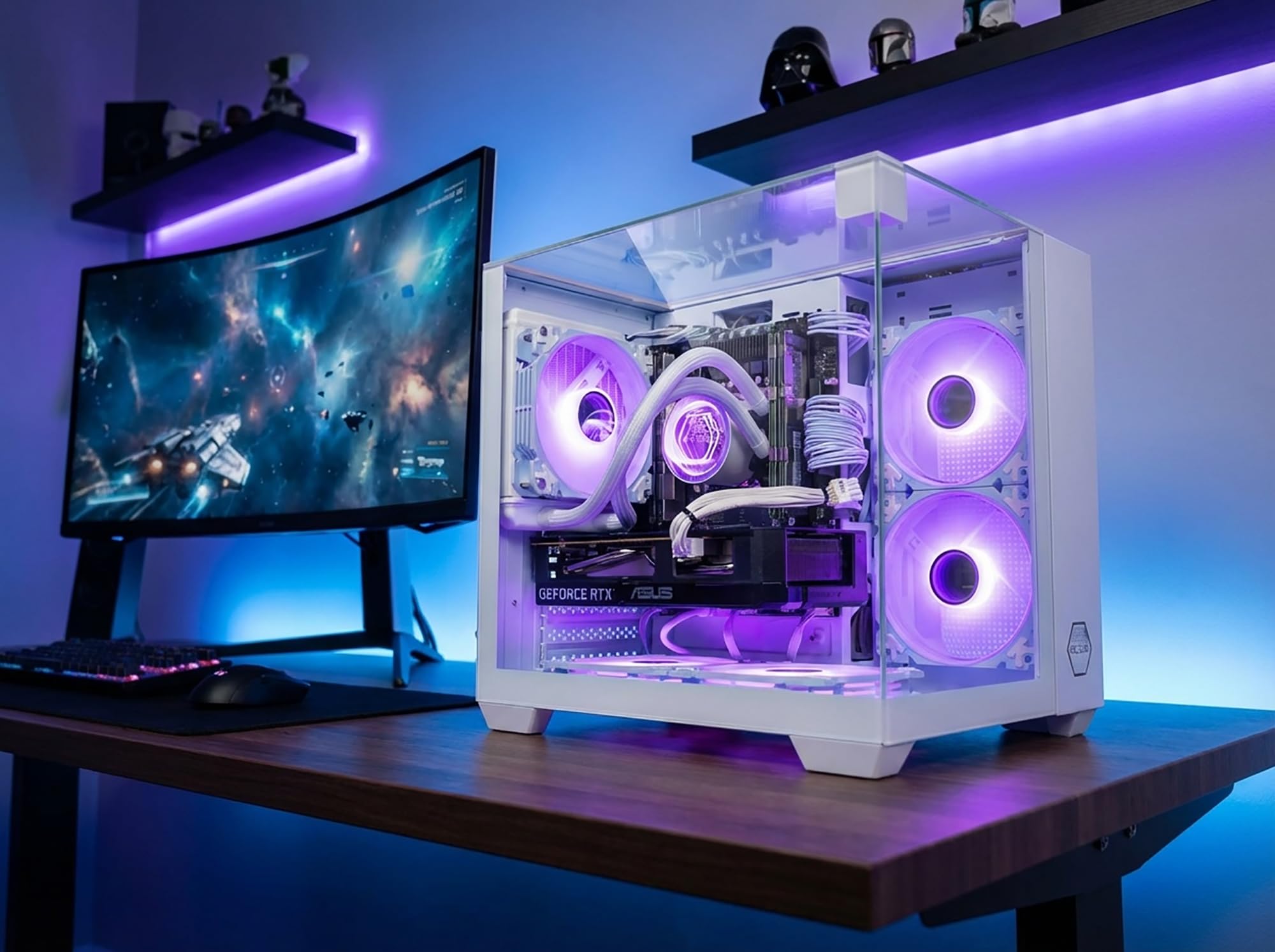 Gaming PC Venom White Wasserkühlung, RGB, bis 128GB RAM, GTX 1660S/ RTX 3050/ RTX 5060, bis 2TB SSD, Intel E5, WiFi, BT (1. Grafikkarte: NVIDIA GTX 1660 SUPER, 64GB RAM | 1TB SSD)