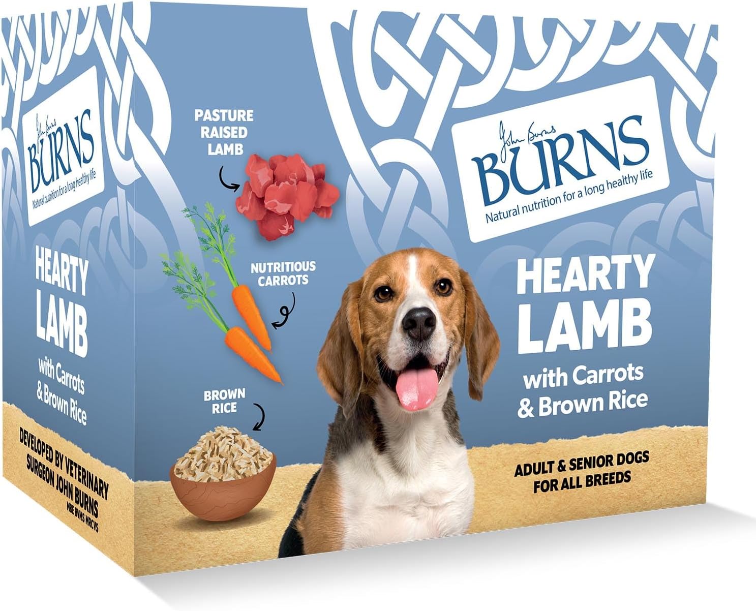 Burns Pet Natural Nutrition Adult & Senior Wet Dog Food Hearty Lamb, Carrots & Wholegrain Brown Rice 6 x 395gm