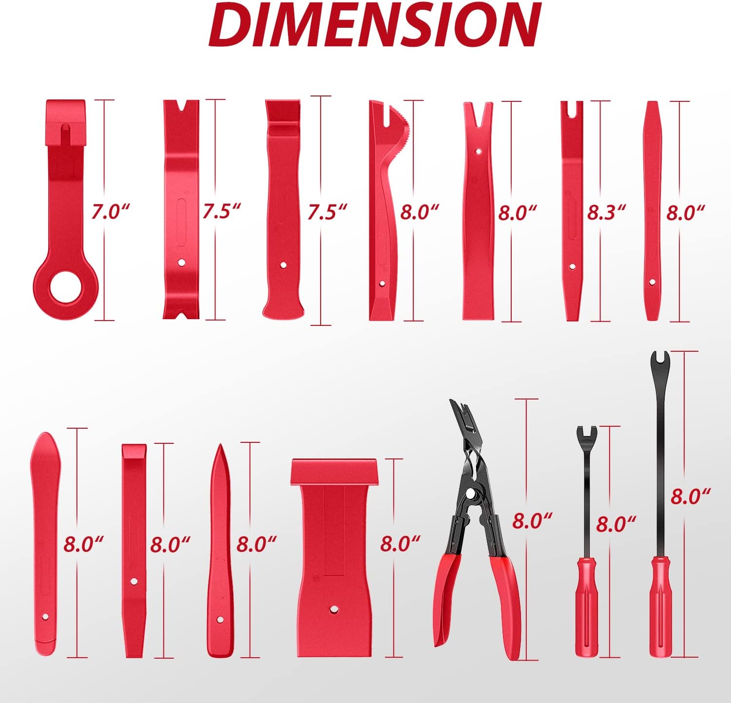 Nilight Trim Removal Tool 102 Pcs, Auto Push Pin Bumper Retainer Clip Set Fastener Terminal Remover Tool Round Handle Crowbar Kit Car Panel Radio Removal Auto Clip Pliers