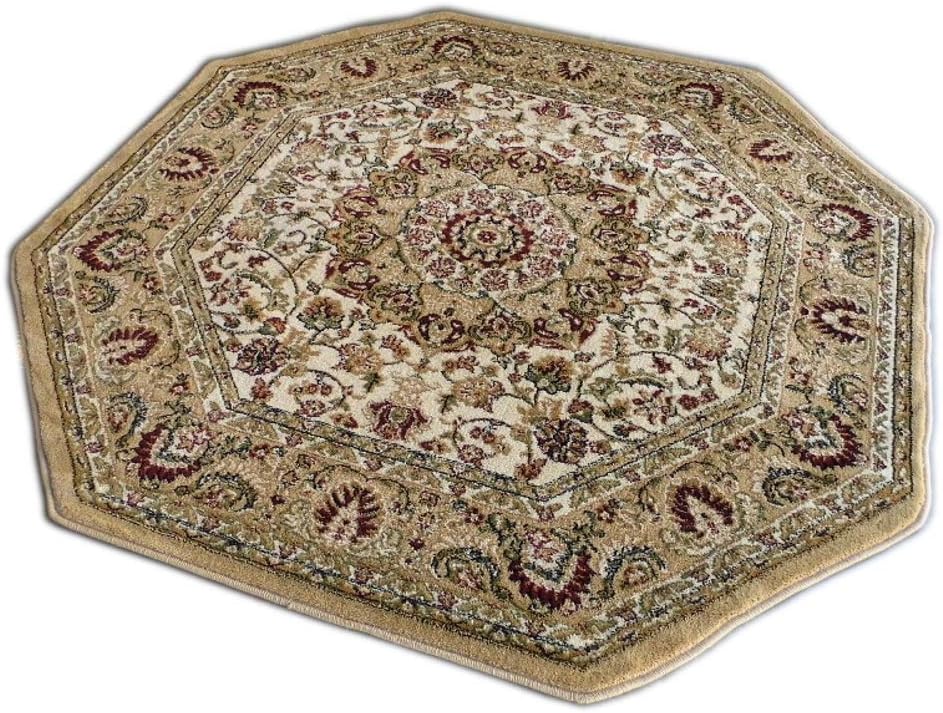 Traditional Octagon Area Rug Design Bellagio 401 Ivory (7 Feet 3 Inch x 7 Feet 3 Inch)