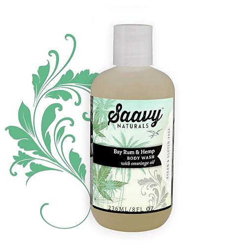 Miniatura 2 de Saavy Naturals Bay Rum and Hemp Gel de ducha para mujeres y hombres, lujoso, rico y cremoso, gel de ducha de gel perfumado natural, jabón corporal