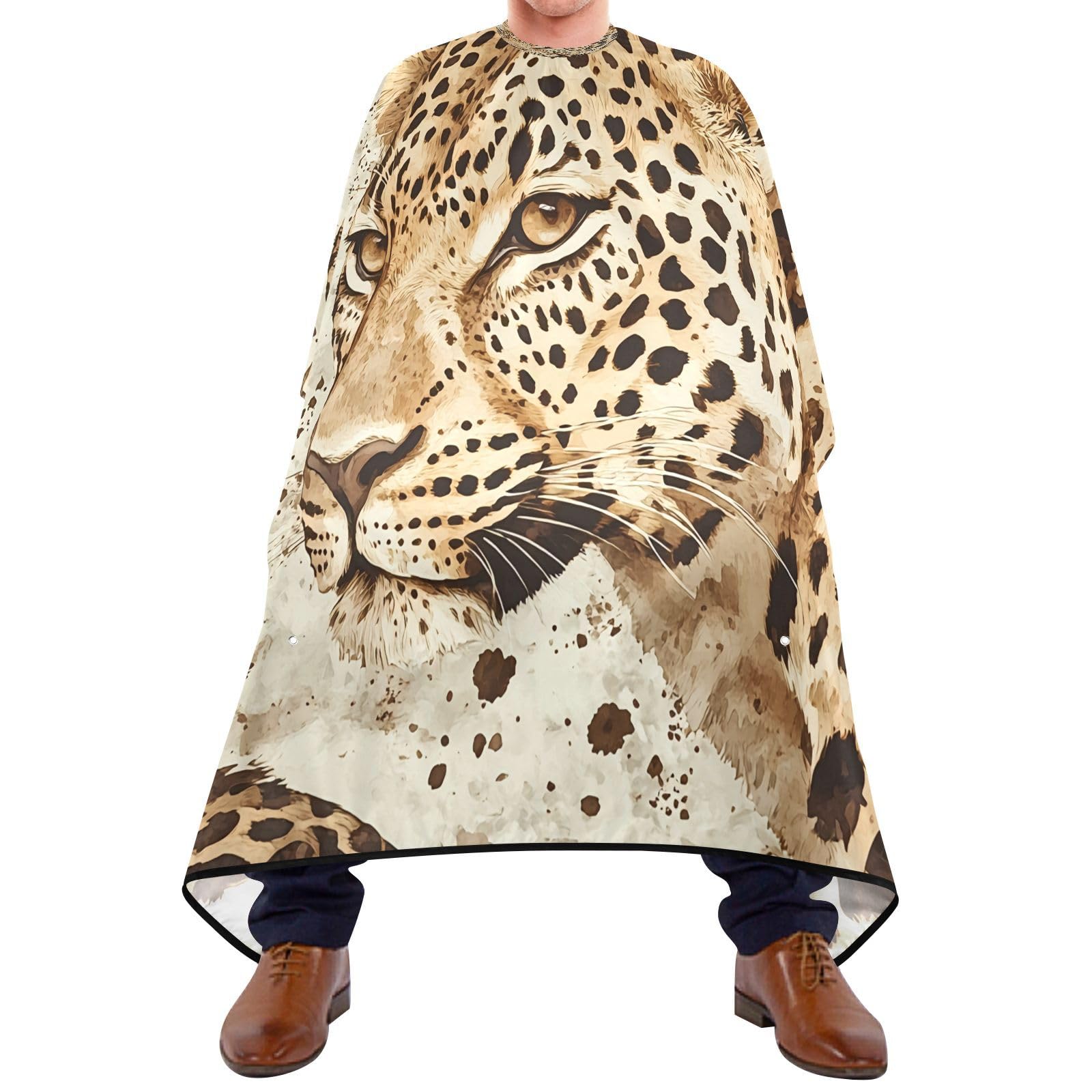 BOESI Graffiti Leopard Pattern Barber Shawl, Waterproof Haircut Shawl, Haircut Salon Apron, Shaving Bib, 55 x 65 inches