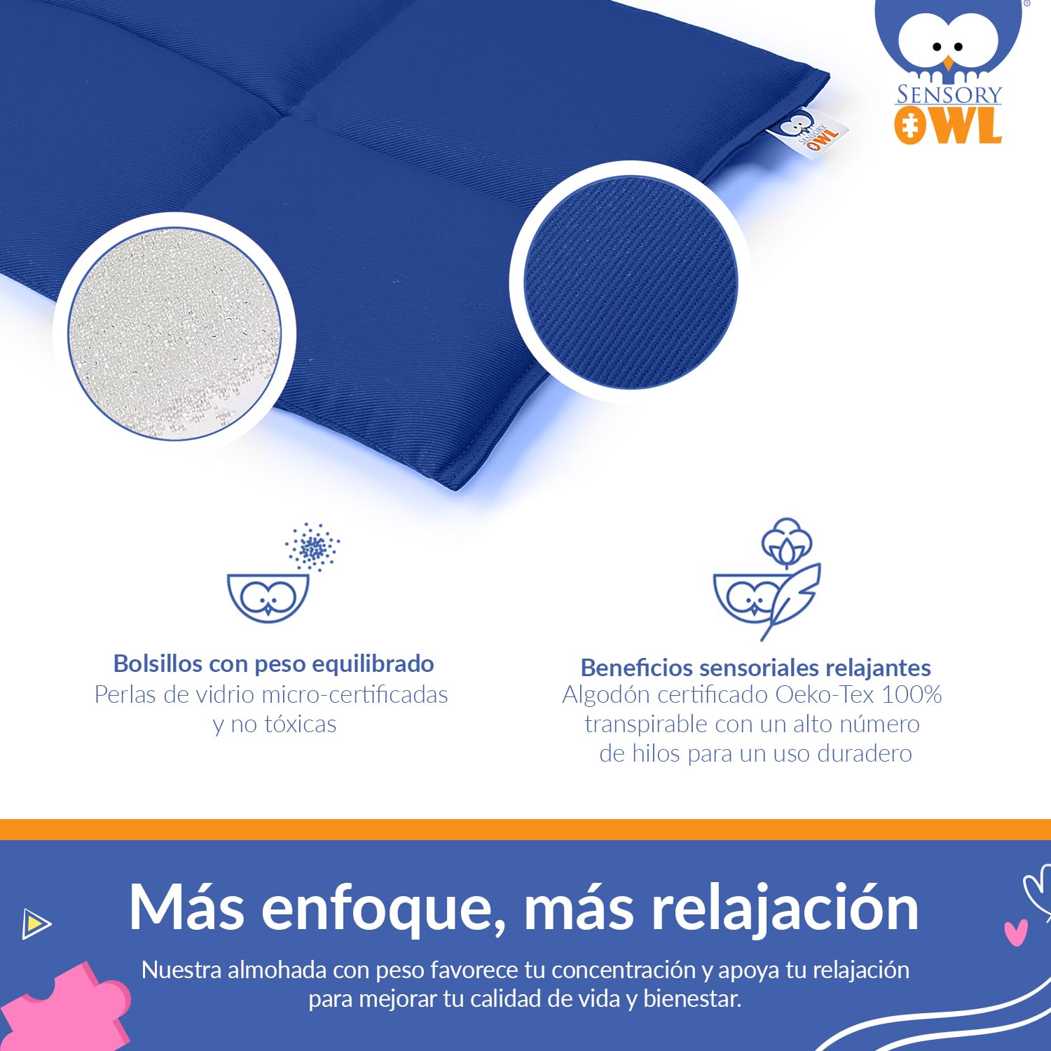 Almohada Pesada Cojin Sensorial De Regazo Terapéutico para Niños Y Adultos Alivio del Estrés Ansiedad 2 kg 2 kg 30 x 40 cm Azul