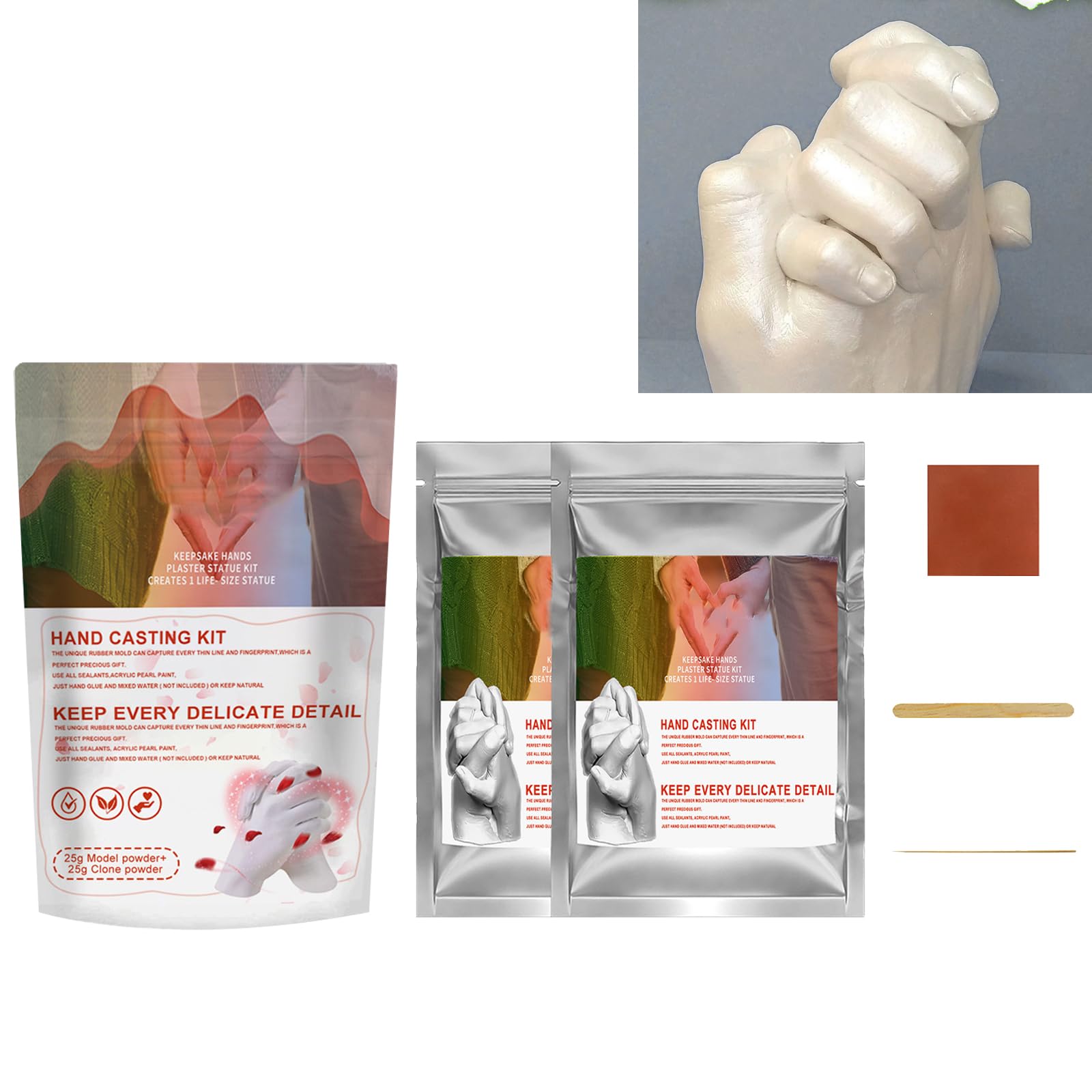 kit de Moldes de Mano,Kit de Fundición Manual 3D,Kit De Fundición para Manos,3D Kit Huella Niños Familias Adultos,Juego de Impresión de Manos para Parejas,Kit 3D Completo Alginato para Moldes