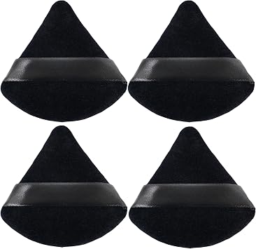 ZHIYE 4pcs Triangle Powder Puffs, Reusable Face Makeup Puff, Multifunctional Facial Makeup Tool Wet, Dry Dual-Use Makeup Sponge for BB CC Cream Liquid FoundationBLack