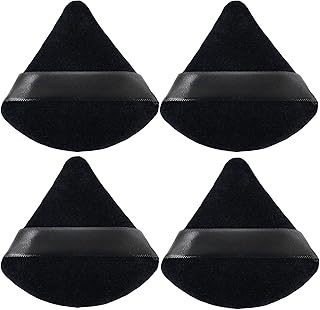 4pcs Triangle Powder Puffs, Reusable Face Makeup Puff, Multifunctional Facial Makeup Tool Wet, Dry Dual-Use Makeup Sponge for BB CC Cream Liquid Foundation(BLack)