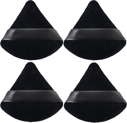 ZHIYE 4pcs Triangle Powder Puffs, Reusable Face Makeup Puff, Multifunctional Facial Makeup Tool Wet, Dry Dual-Use Makeup Sponge for BB CC Cream Liquid Foundation(BLack)