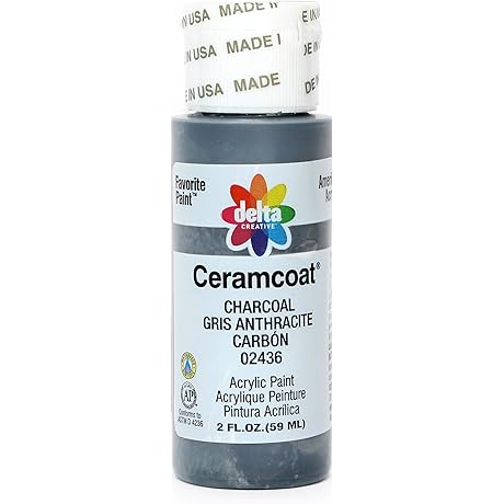 Delta Creative Ceramcoat Acrylic Paint in Charcoal Gray (2 oz), 2436