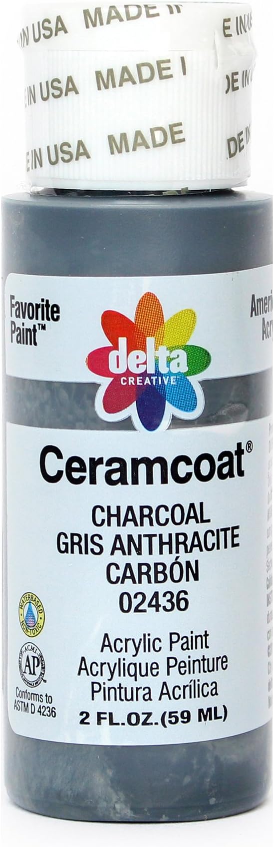 Delta Creative Ceramcoat Acrylic Paint in Assorted Colors (2 oz), 2436, Charcoal