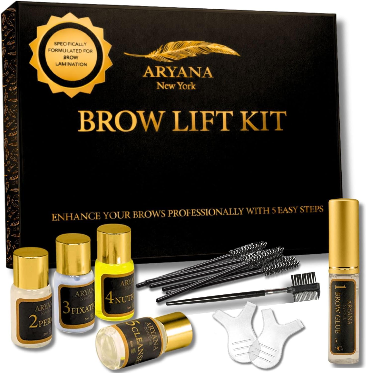 ARYANA NEW YORK Eyebrow Laminating Kit, DIY Perm for Fuller Brows, Instant Professional Lift, Eyebrow Brush and Micro Brush