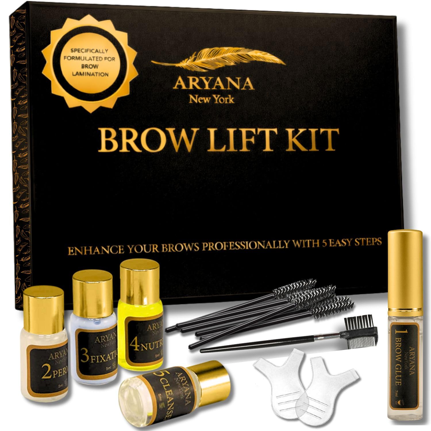 ARYANA NEW YORK Eyebrow Lamination Kit | Brow Lift Kit | At Home DIY Brow lamination | Instant Professional Lift For Fuller Eyebrows | Brow Brush And Micro Brushes Added