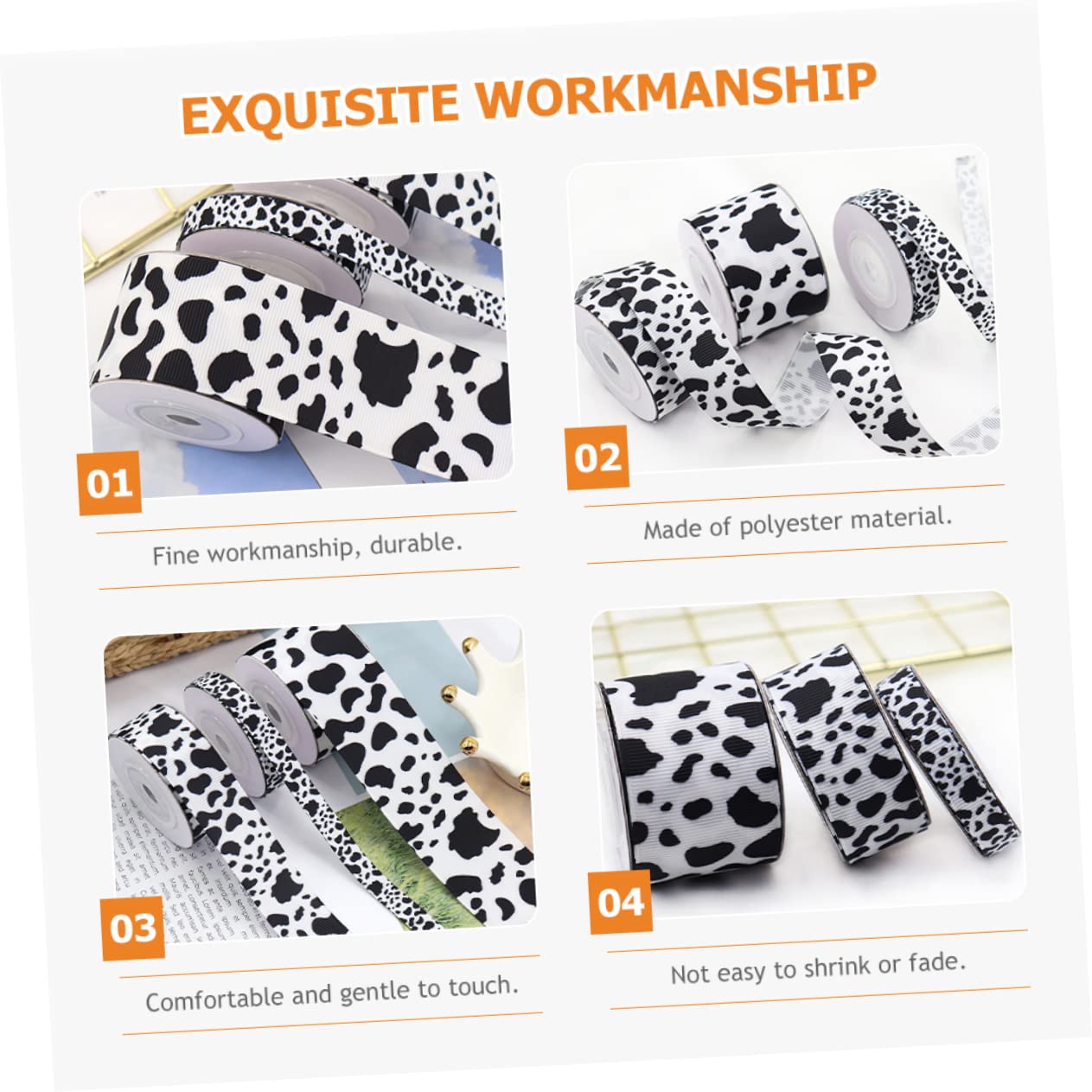 3 Sets Stoffbänder Mit Kuhmuster Dehnbar Farbecht Zum Verpacken 2 Rollen X 3