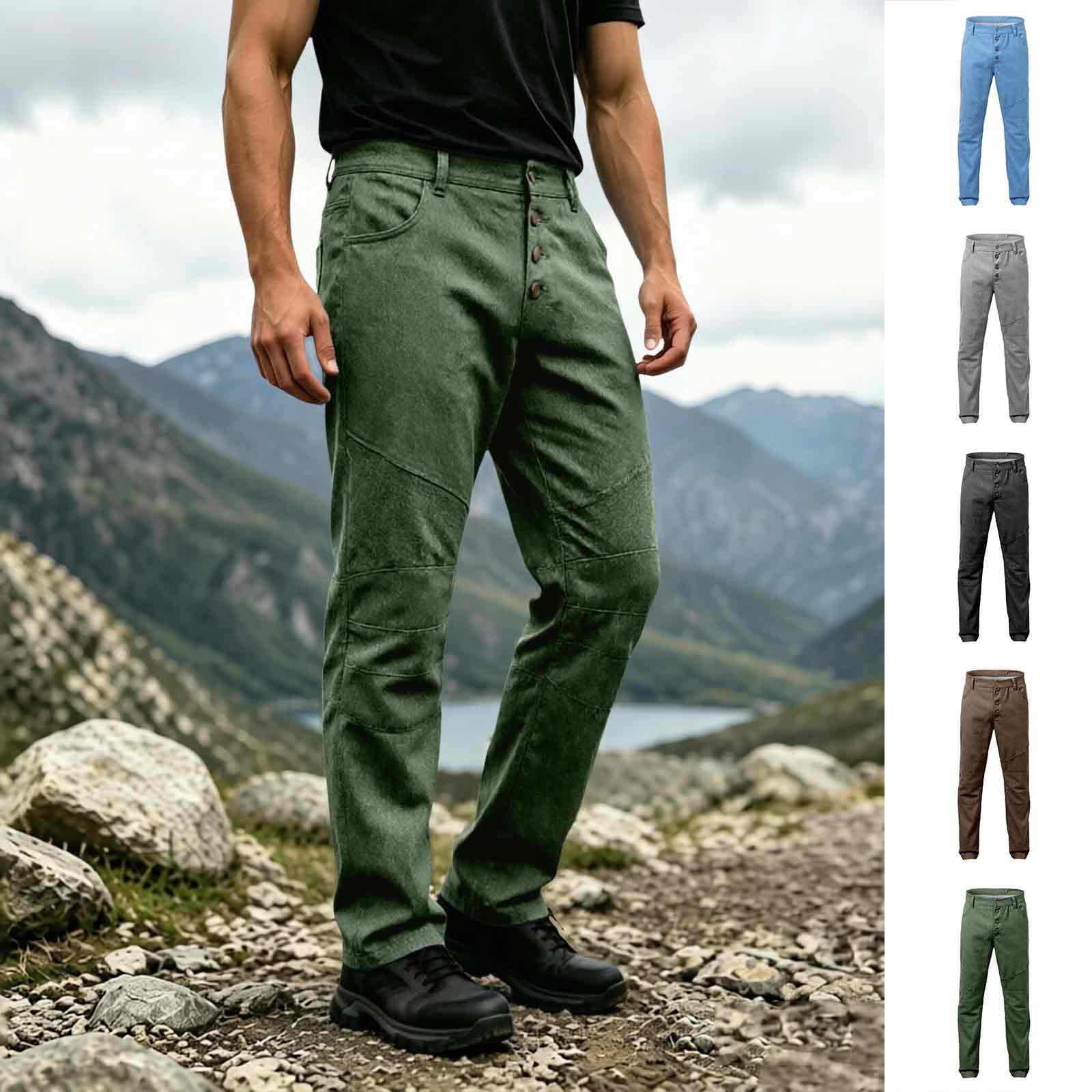 Pantalones cargo para hombre, cintura alta, pantalones de senderismo holgados, pantalones de trekking con múltiples bolsillos, pantalones de trabajo, pantalones cargo de un solo color