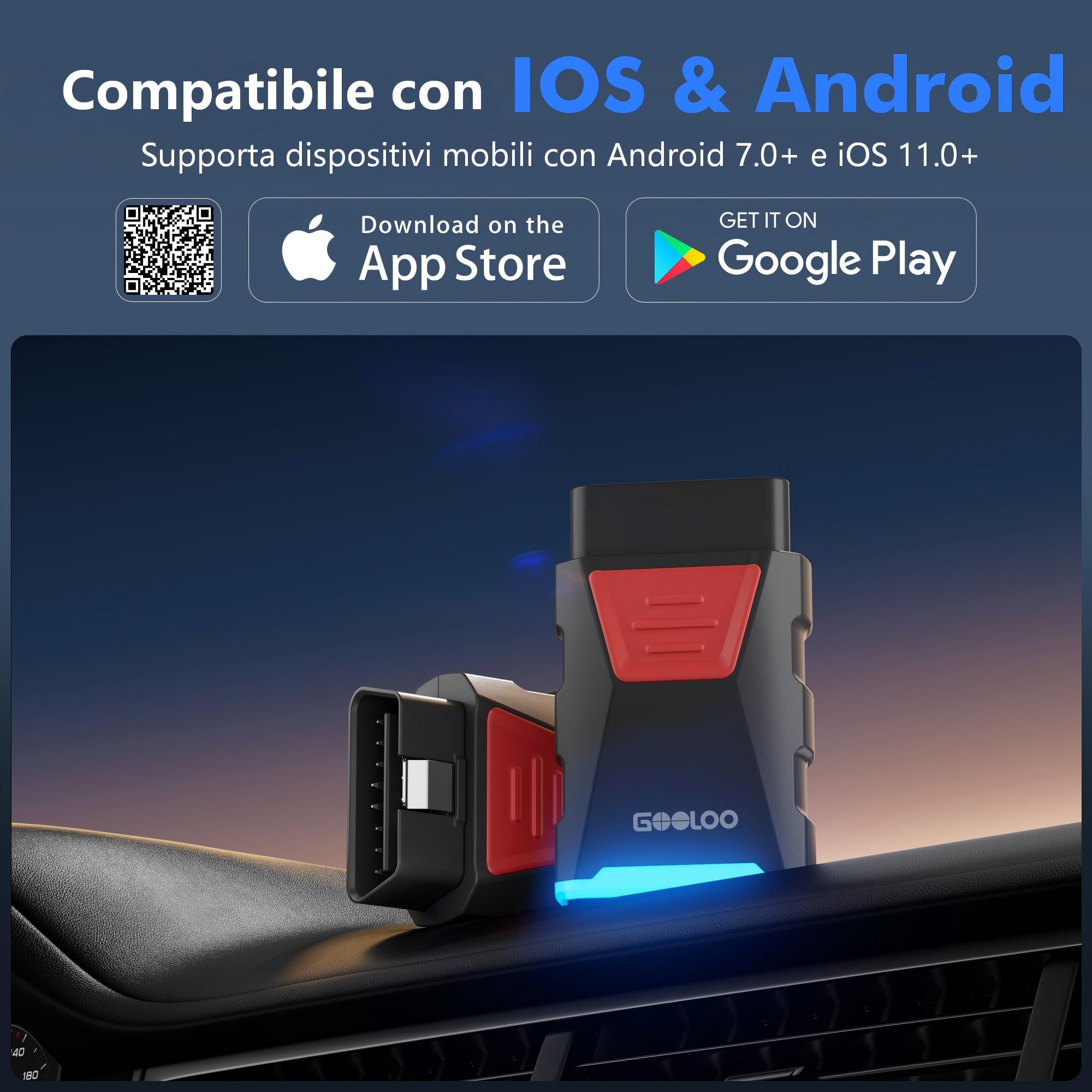 GOOLOO DEEPSCAN DS100 Strumento di Diagnosi OBD2 Completa con Bluetooth, Lettore di Codici per Auto, Guida alla Riparazione, Reset Oil/Throttle/EPB/TPMS/BMS/DPF, Compatibile con iOS e Android