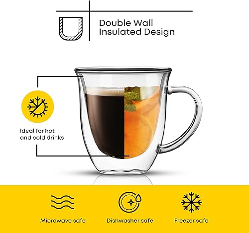 Vista 13 de JoyJolt Serene - Taza de café con aislamiento de doble pared (juego de 2) 13.5 onzas