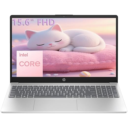 HP 15.6" FHD Laptop 2026 Edition with Copilot AI, 16GB RAM, 256GB SSD, Intel Processor, Long Battery Life, Lightweight 3.64 lbs, Microsoft 365, Windows 11 for Students & Office