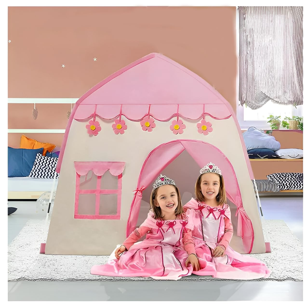 Tente De Jeu Pour Enfants - Grande Maison De Jeu Intérieur/extérieur, 120x105x128 Cm, 3-13 Ans - 3