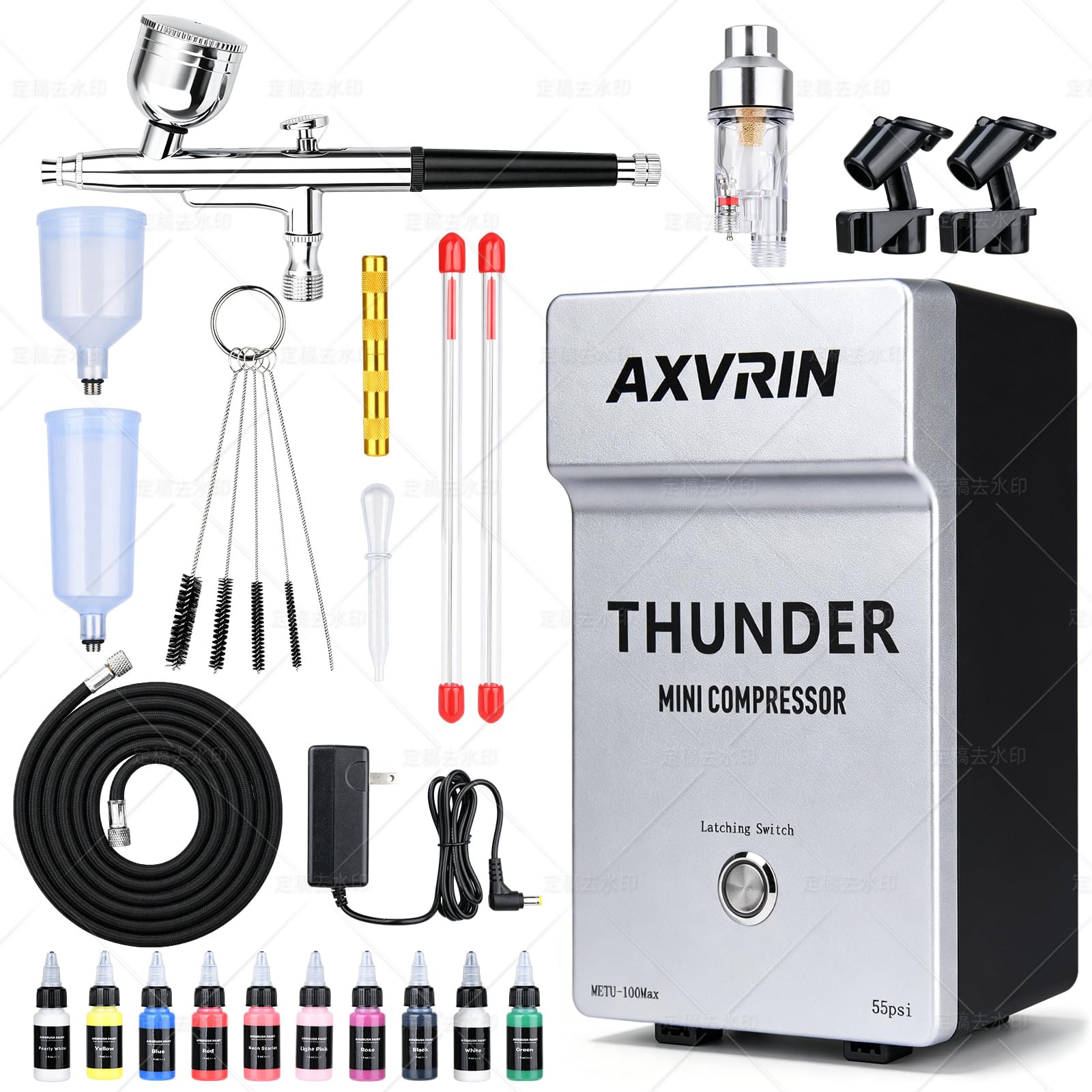 Kit d'aérographe avec compresseur d'air, pistolet à air haute pression 55 PSI avec ensembles de nettoyage pour modélisme, peinture, modélisation, maquillage, ongles, tatouage, décoration de