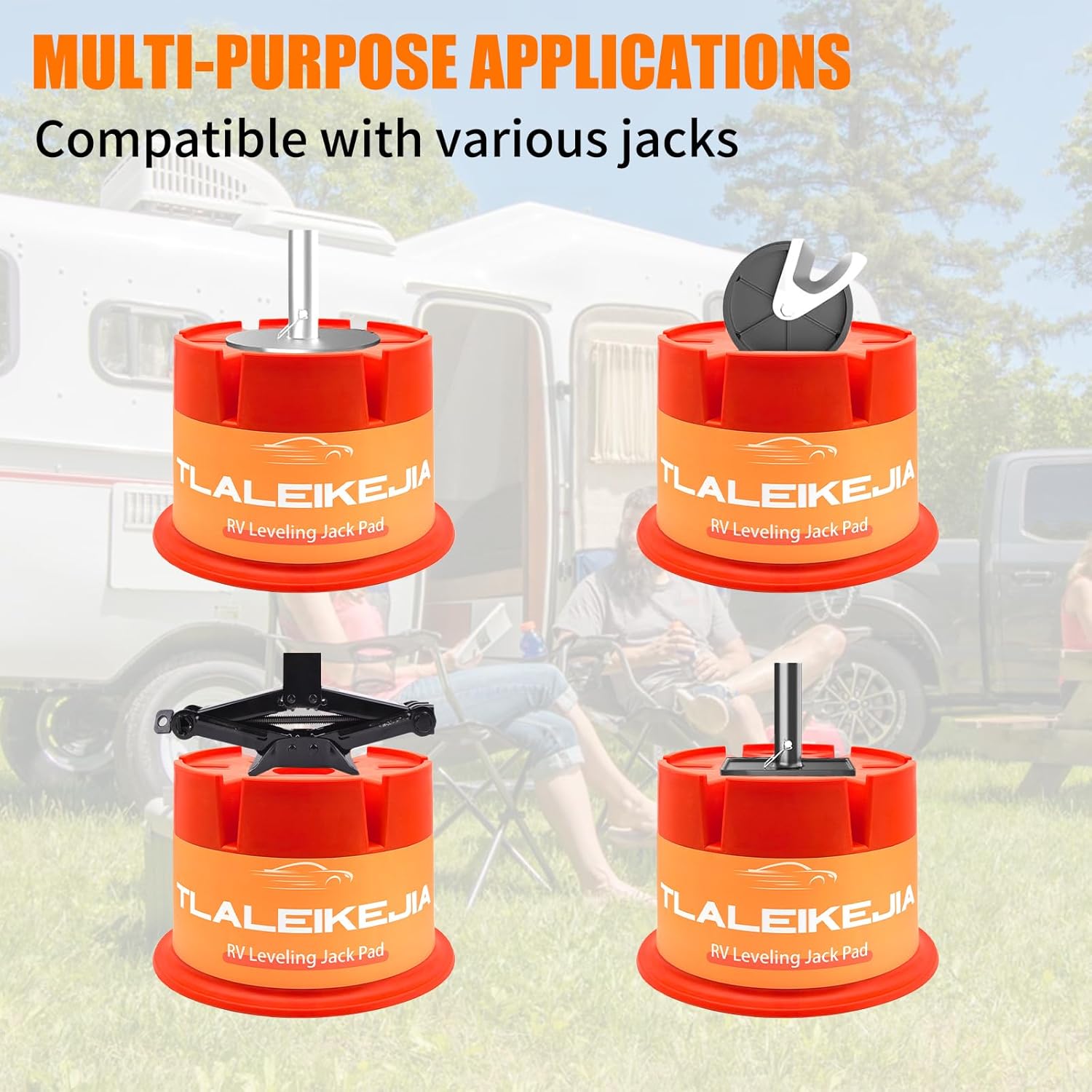 Trailer Jack Block, 6000 lbs Capacity per RV Leveling Block, Polypropylene RV Camper Stabilizer Blocks, RV Travel Accessories Use for Any Tongue Jack, Post, Foot, 5th Wheels, 2-Pack