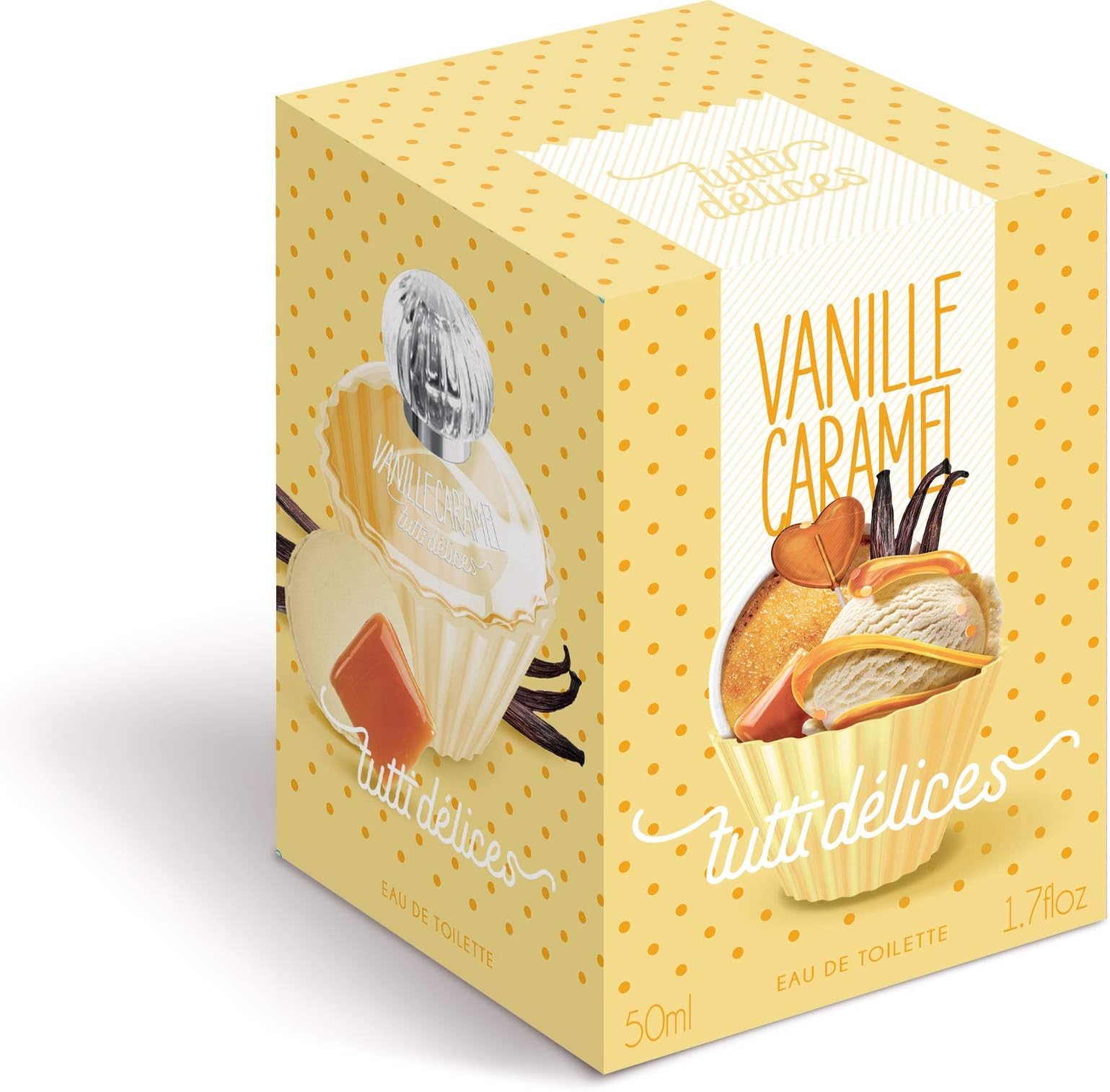 Eau de Toilette for Women TUTTI DELICES VANILLE CARAMEL 50 ML bottle (1.7 fl.oz.) – Sweet Fragrance for Ladies by CORANIA