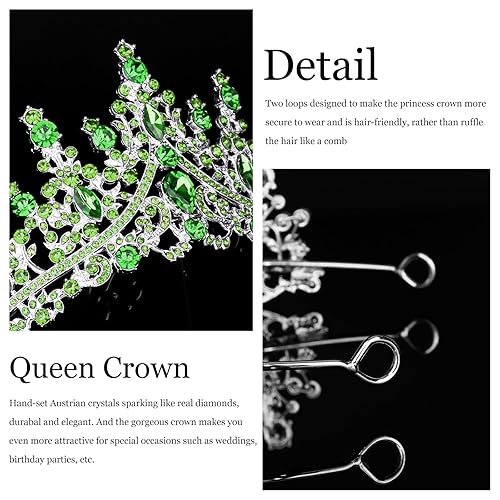 Miniatura 6 de Tiara de boda para novias, coronas de cumpleaños para mujeres y niñas, Aleación duradera, cristales