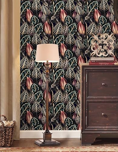 Luvdecor Peel And Stick Wallpaper Boho Bold Luxury Leaf Wallpaper Removable Wallpaper Boho Peel And Stick Floral Wallpaper For Bedroom Bathroom Stick On Wallpaper For Accent Wall Decor 17.7 * 118In #TOP7